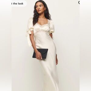 Reformation Stella Silk Dress in Ivory